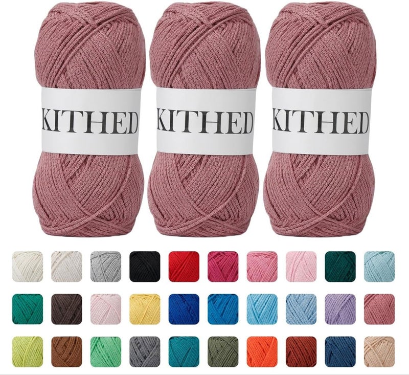 KITHED Cotton Yarn，10.5oz，526yard，3 Pack ，Soft Yarn for Crocheting and Knitting (31 Orchid Pink) - Image 1